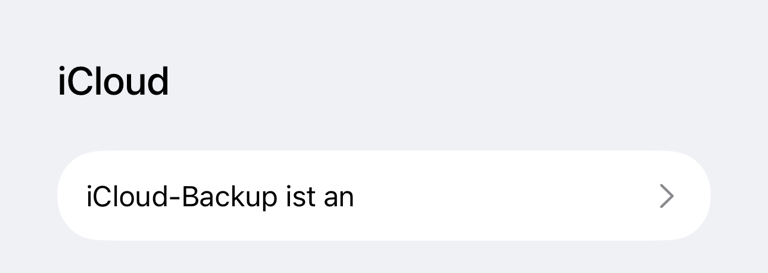 iCloud-Backup-Zeile in den Einstellungen
