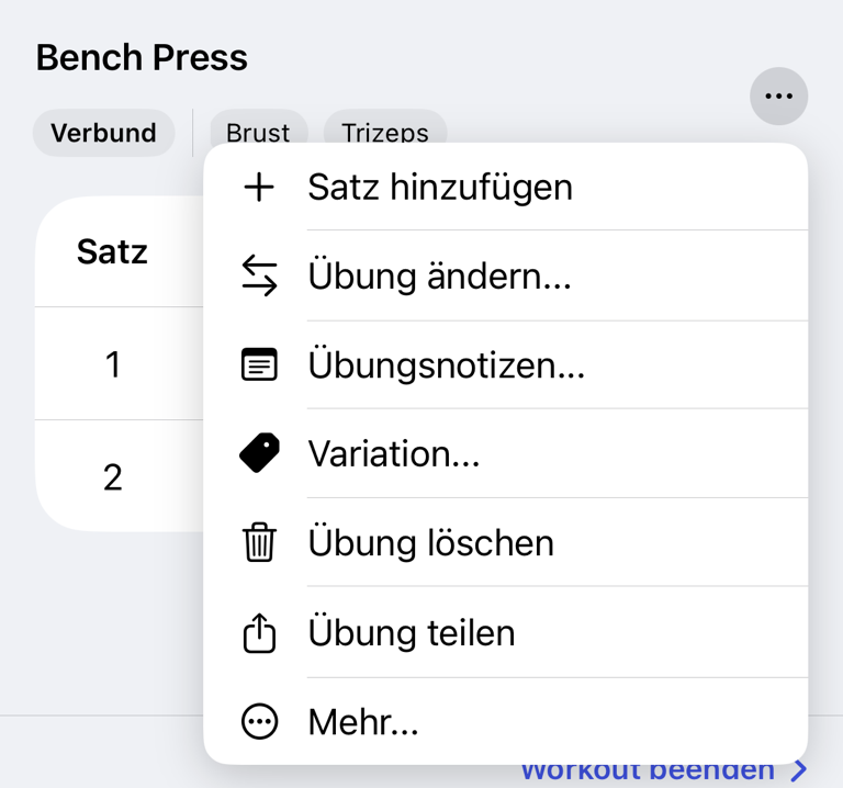 Mehr-Menü