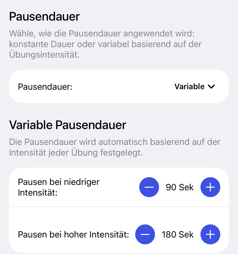 Pausentimer-Einstellungen mit Dauer-Konfiguration