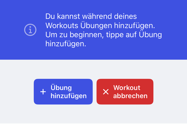 Eine Übung zu einem leeren Workout hinzufügen