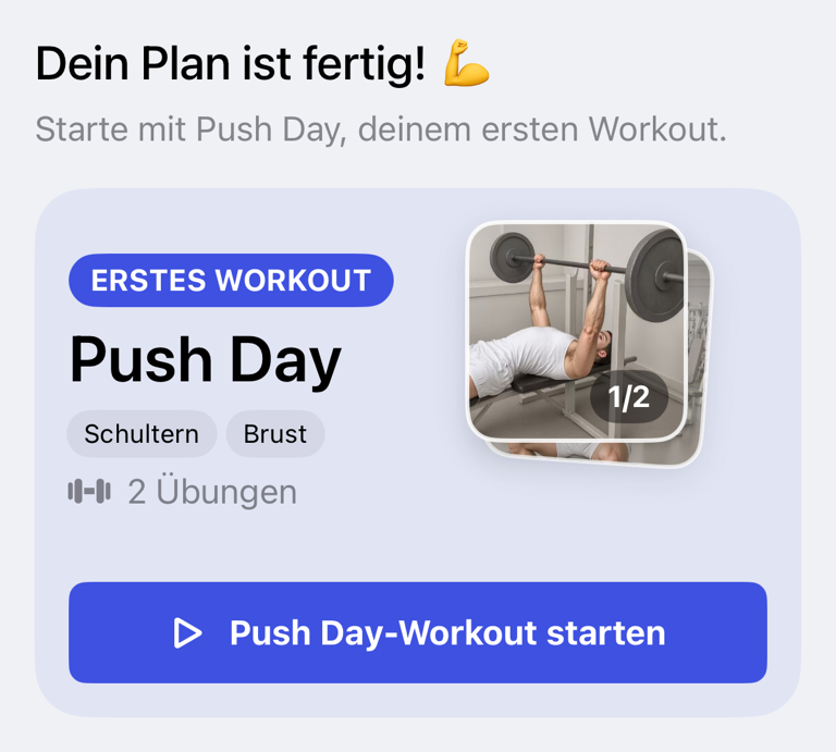 Karte mit vorgeschlagenem Workout