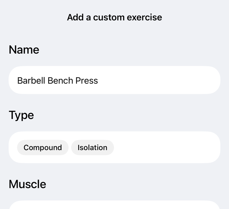 Create custom exercise