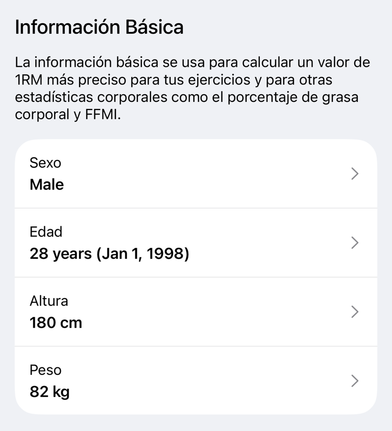 Sección Información básica