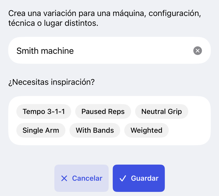 Añadir una variación