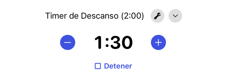 Tarjeta del temporizador de descanso activo durante un entrenamiento