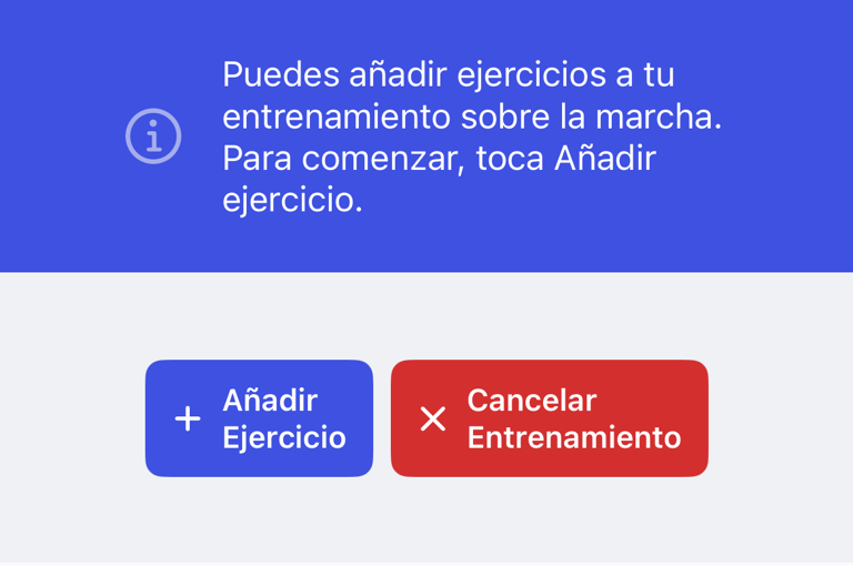 Añadir un ejercicio a un entrenamiento vacío