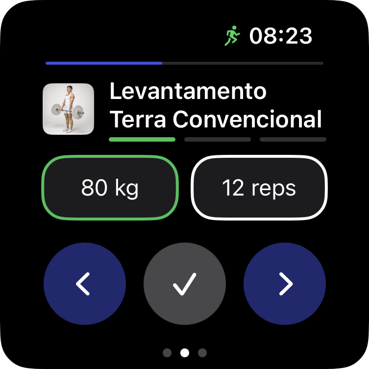 Tela de treino no Apple Watch