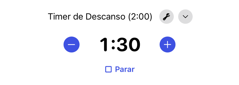Cartão do temporizador de descanso ativo durante um treino