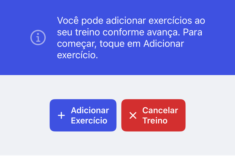 Adicionar um exercício a um treino vazio